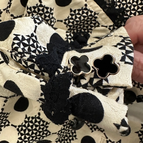 One of a kind spring coat floral cute imported ivory black lace details XS - Picture 7 of 15